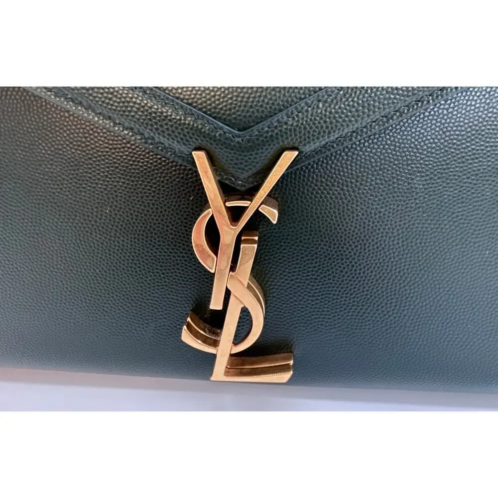 YSL Green Cassandra Leather Top Handle Crossbody Bag GHW Medium Authentic CoA - Picture 3 of 11